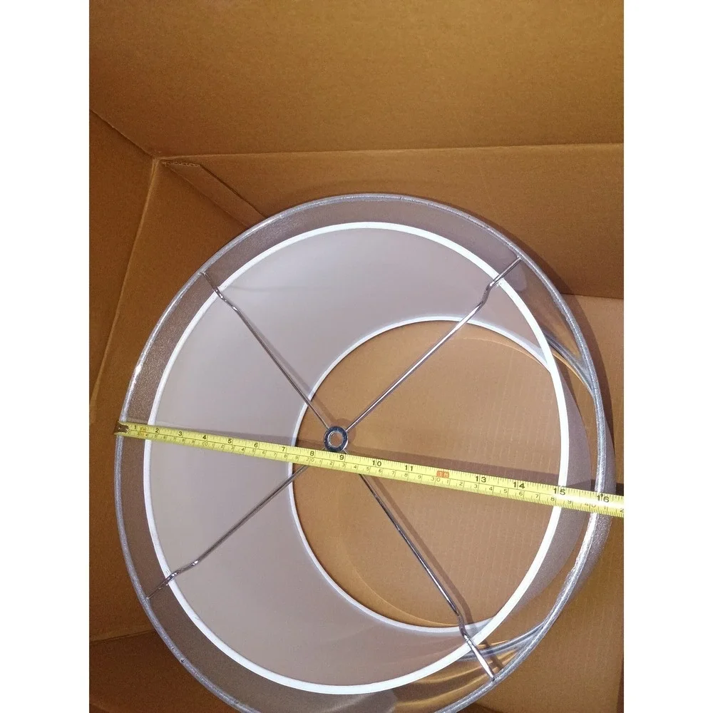 Pottery Barn Lamp Shade Unisex 16in Silver New Double Layer Drum 57746377